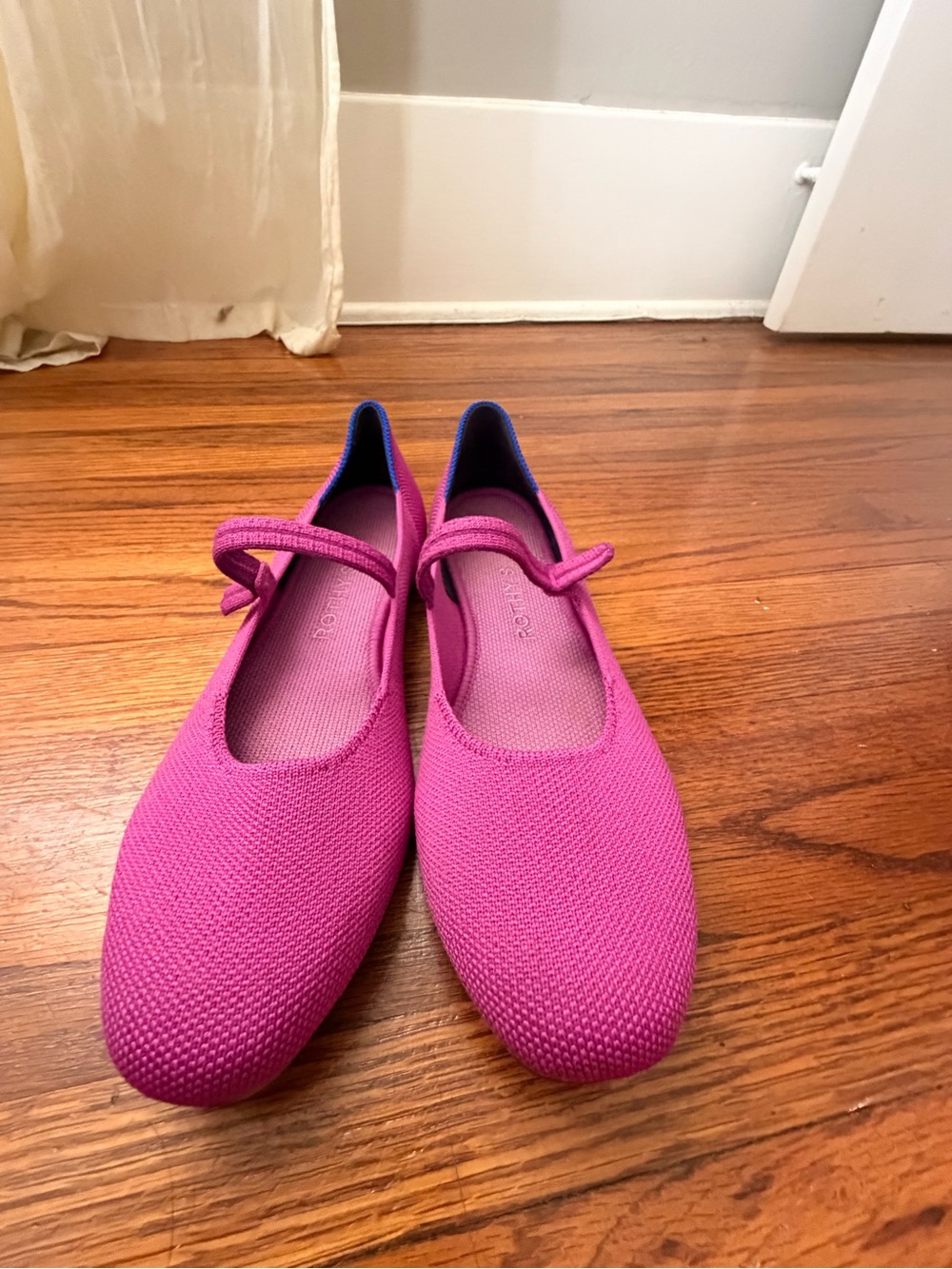 Rothy's Pink Knit Mary Jane Flats with Strap